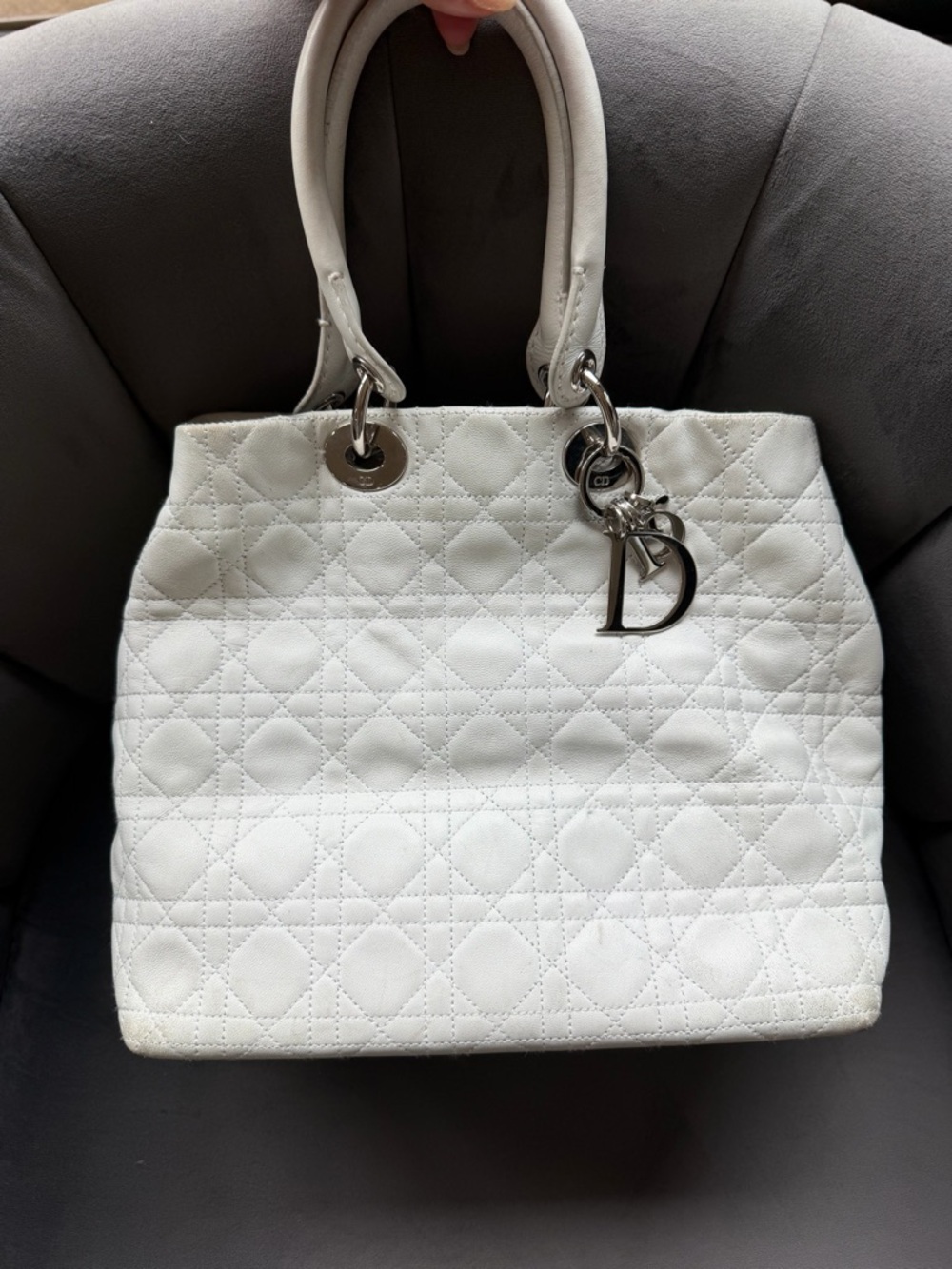 Vintage Christian Dior Cream Lady Dior Tote Bag - Picture 3 of 16